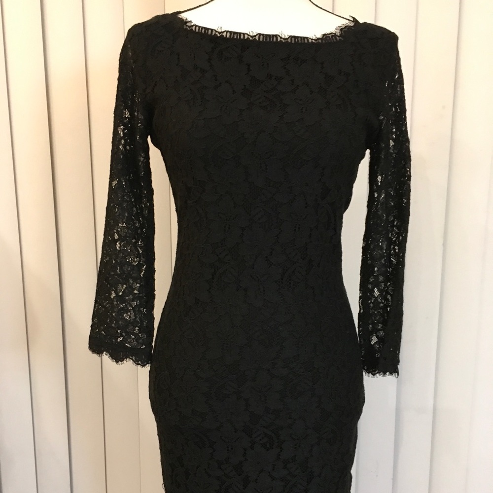 Diane Von Furstenberg , black mini lace everything dressy, long sleeve,